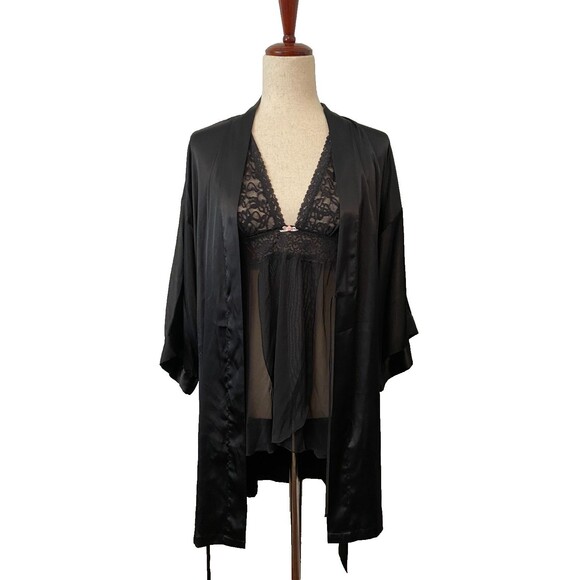 VICTORIA'S SECRET The LACIE & Robe Set Size L BABYDOLL NIGHTIE CHEMISE LINGERIE - Picture 4 of 16